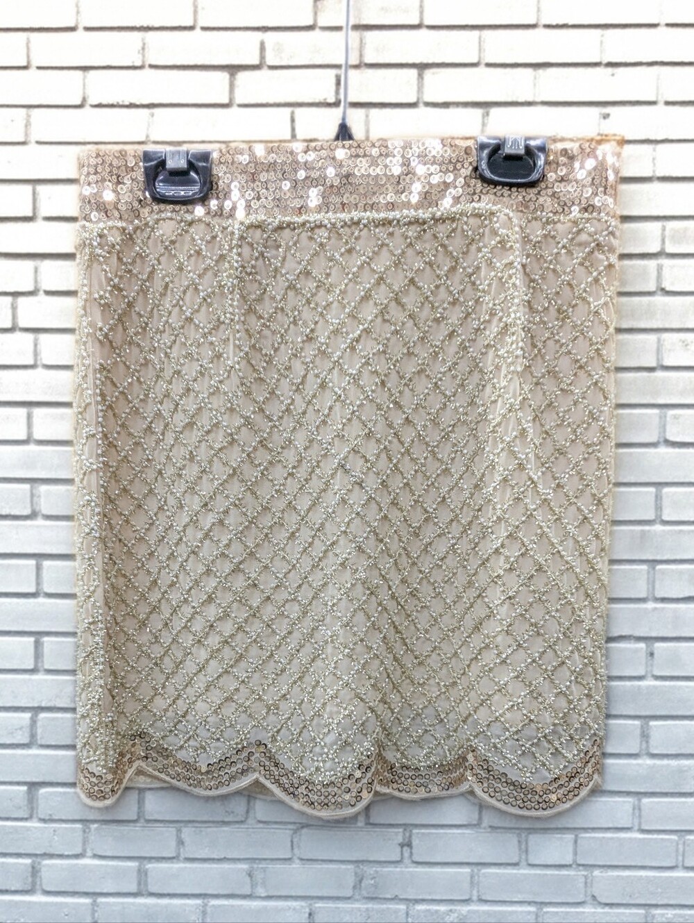 Endless Rose Beaded Lace Mini Skirt - Champagne Gold